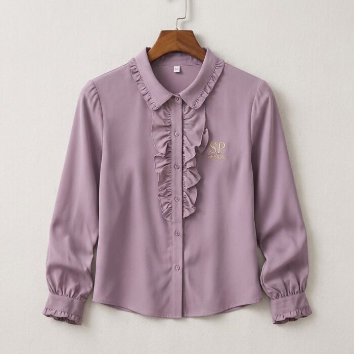 Lavender Ruffle-Detail Signature Blouse